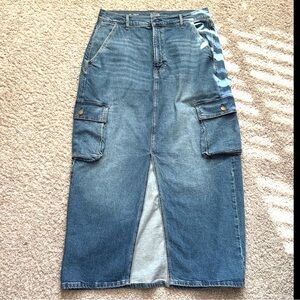 🔥🔥Denim Cargo Maxi Skirt